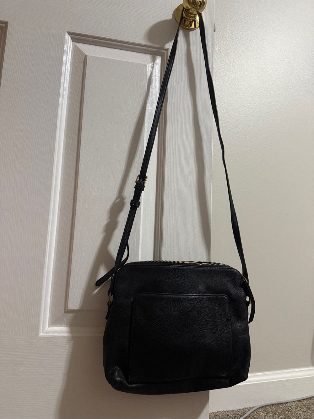 Classic Black Leather Crossbody Bag